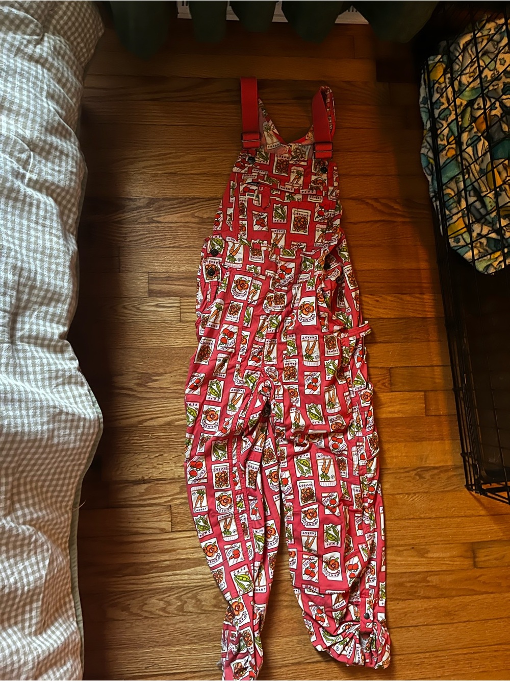 Duluth Trading Co Red Printed Overalls Jumpsuit